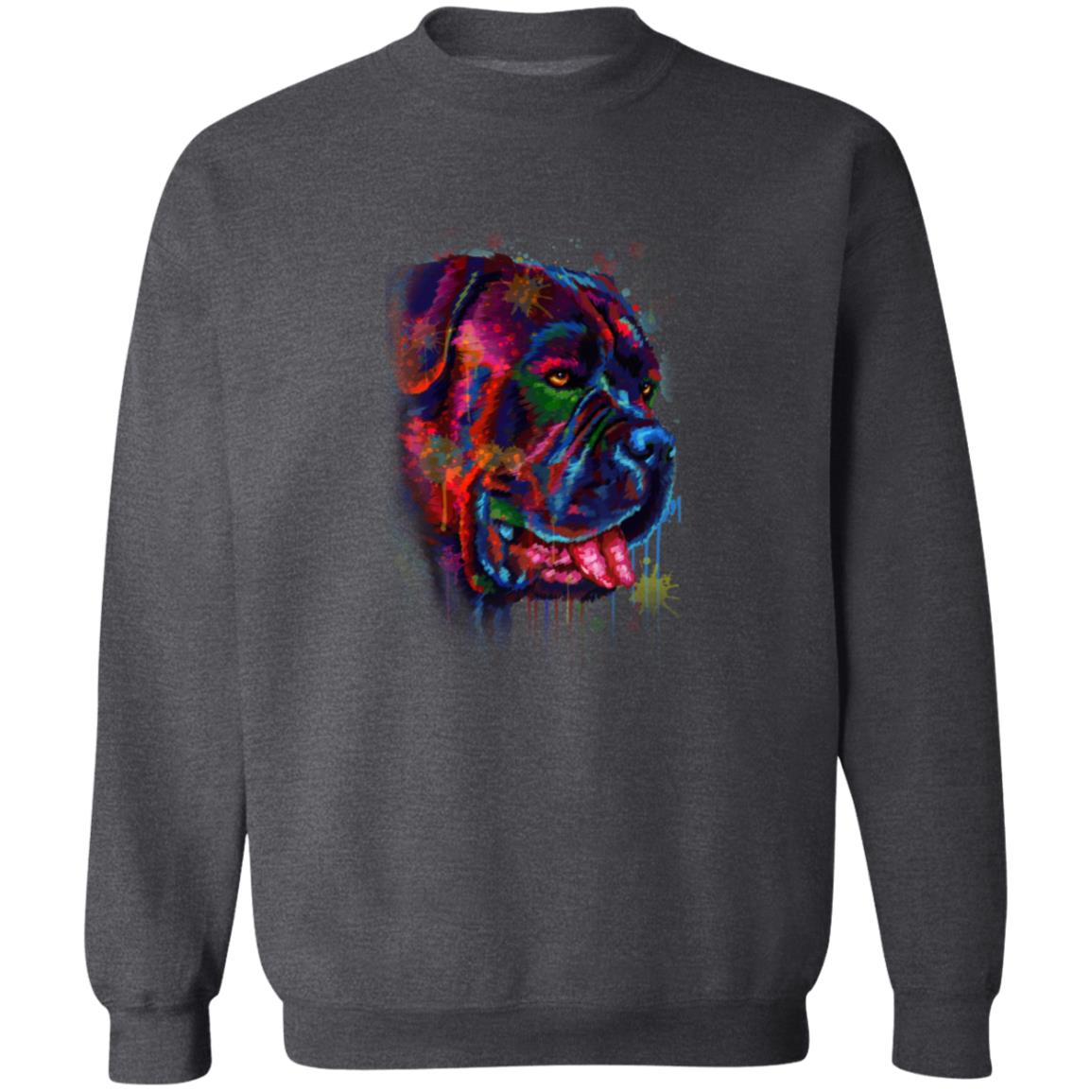 Vibrant digital Bullmastiff dog Art Unisex Crewneck Sweatshirt black navy dark heather-Family-Gift-Planet