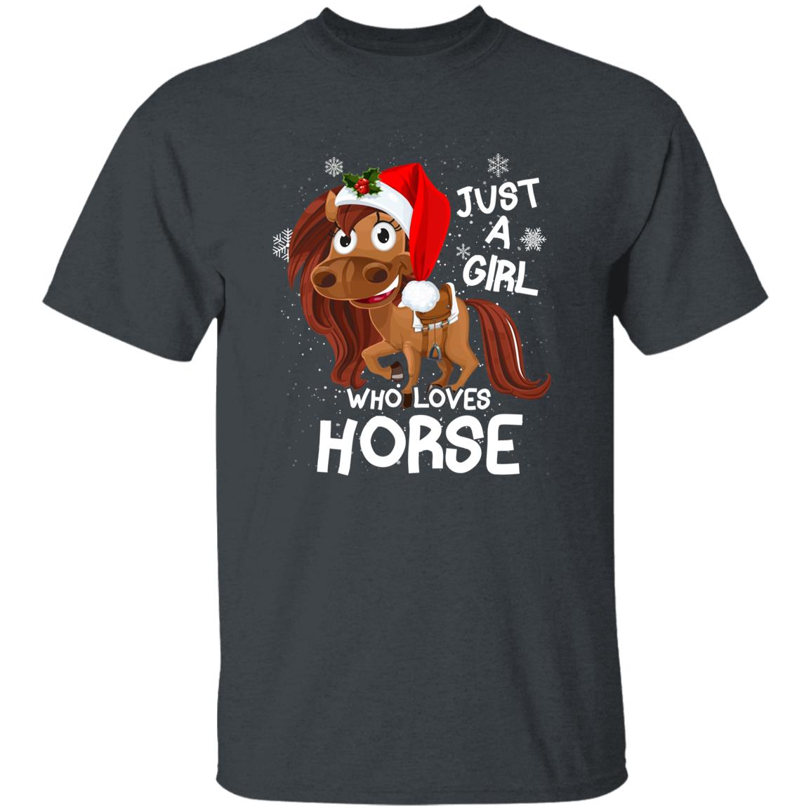 Just a girl who loves horse Christmas Unisex shirt Black Dark Heather-Family-Gift-Planet