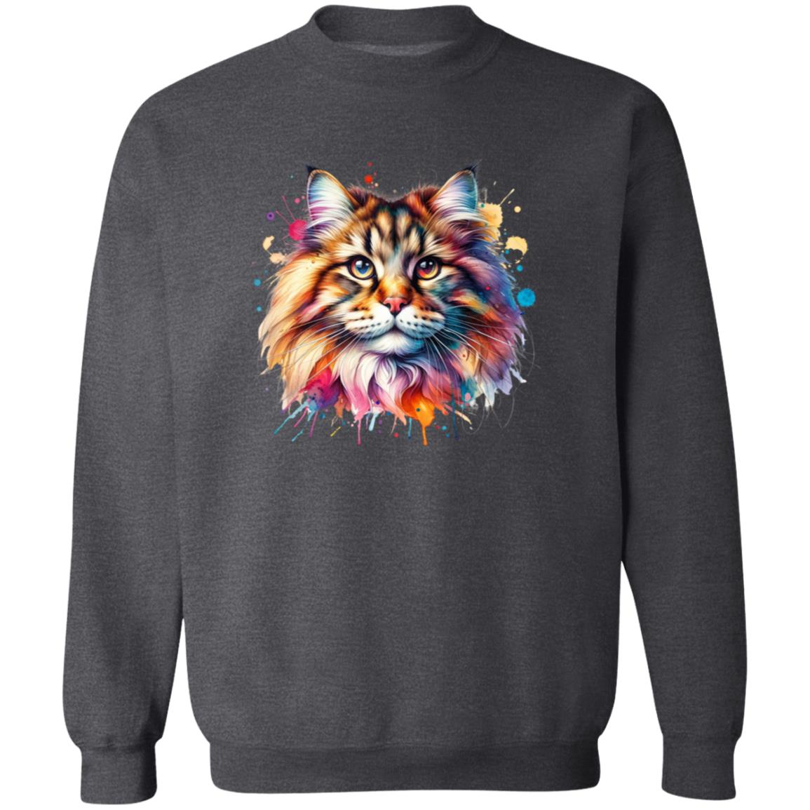 Norvegian Forest Cat Color Splash Unisex Sweatshirt Black Navy Dark Heather-Family-Gift-Planet