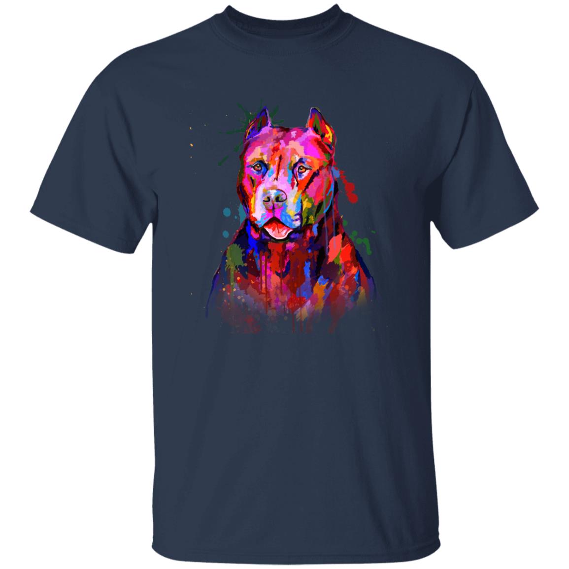 Watercolor abstract Pitbull dog Unisex shirt S-2XL black navy dark heather-Navy-Family-Gift-Planet