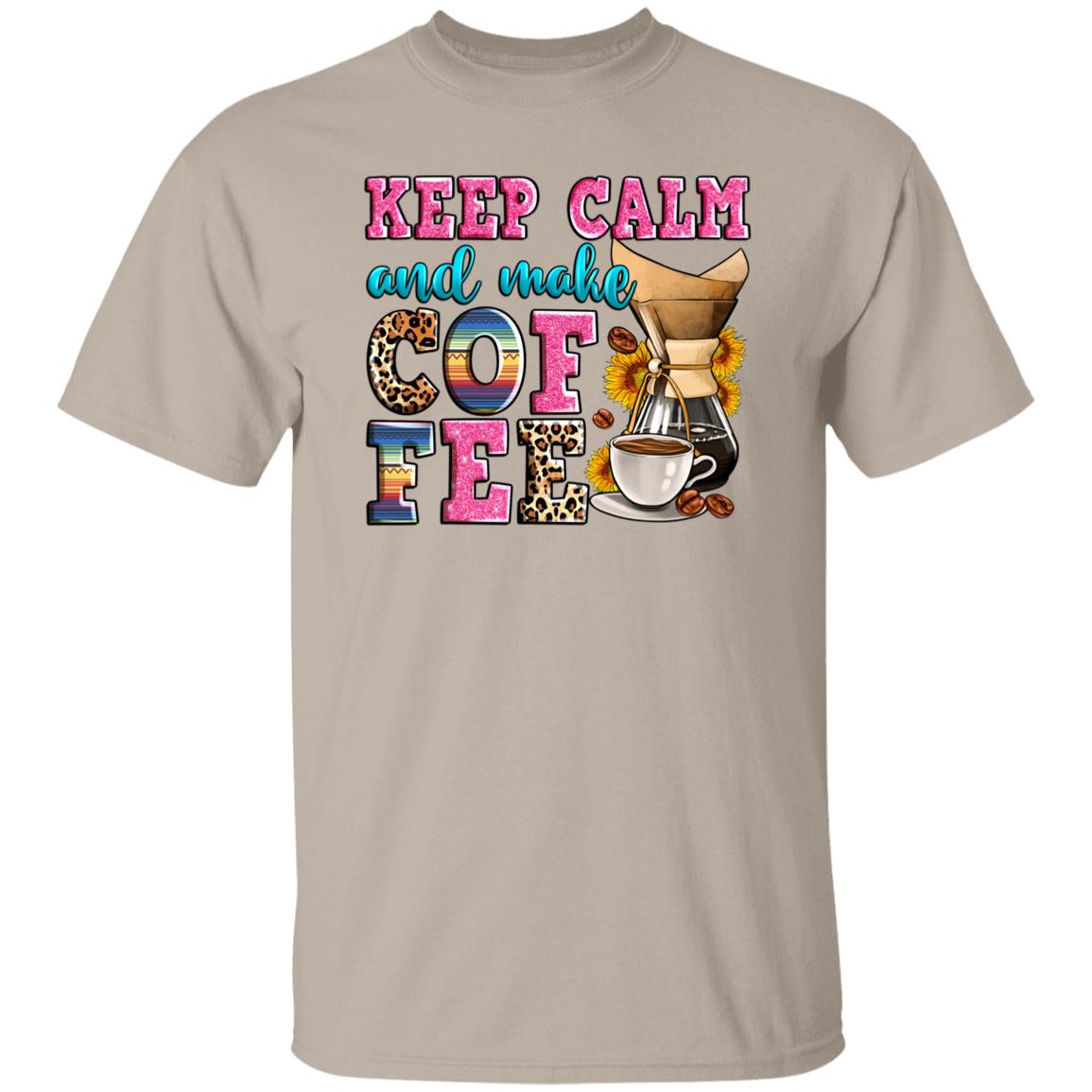 Keep calm and make coffee T-Shirt gift Coffee lover Unisex tee Sand White Sport Grey-Family-Gift-Planet