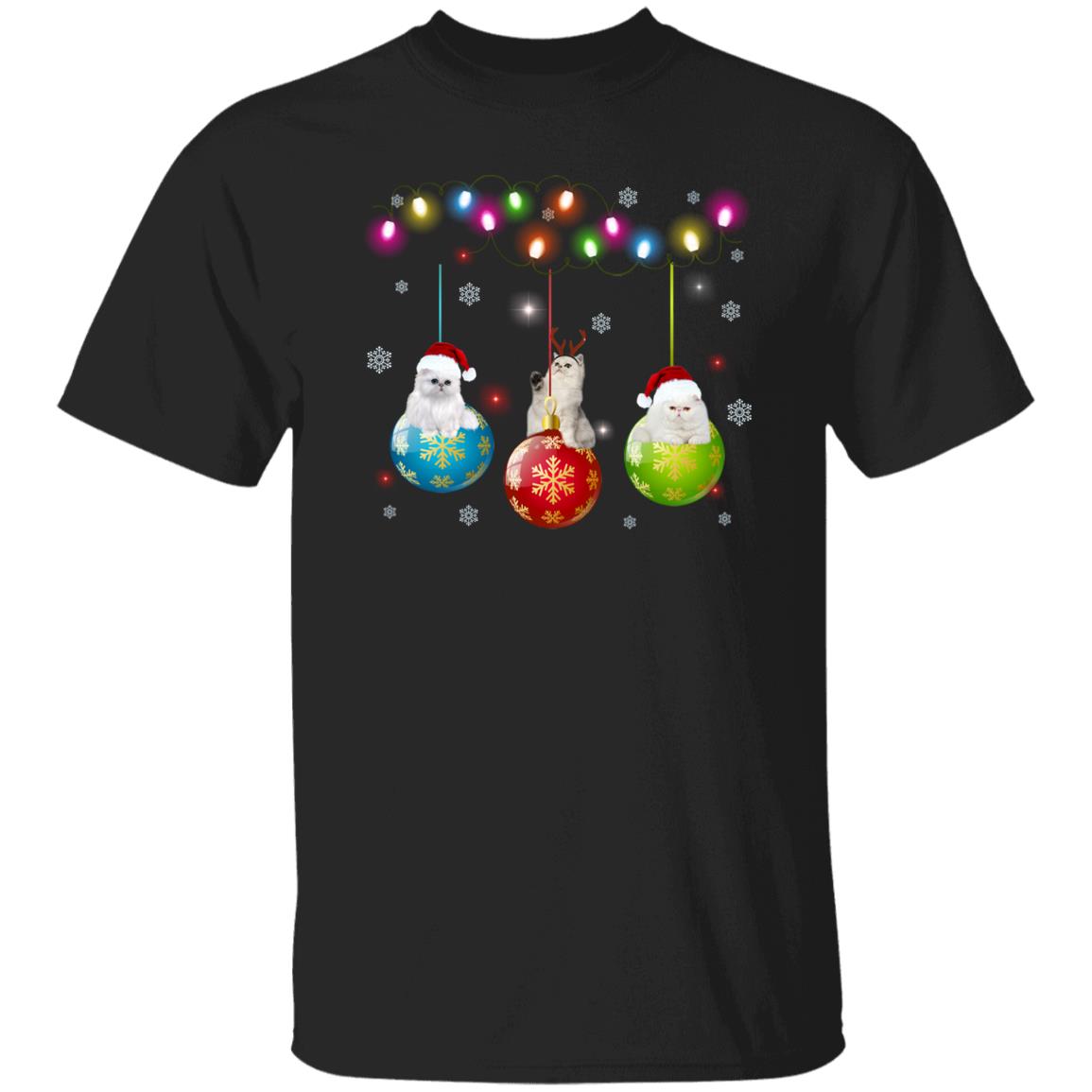 Cat Christmas T-Shirt gift Christmas tree lamps Cat mom Unisex Tee Black Navy Dark Heather-Black-Family-Gift-Planet