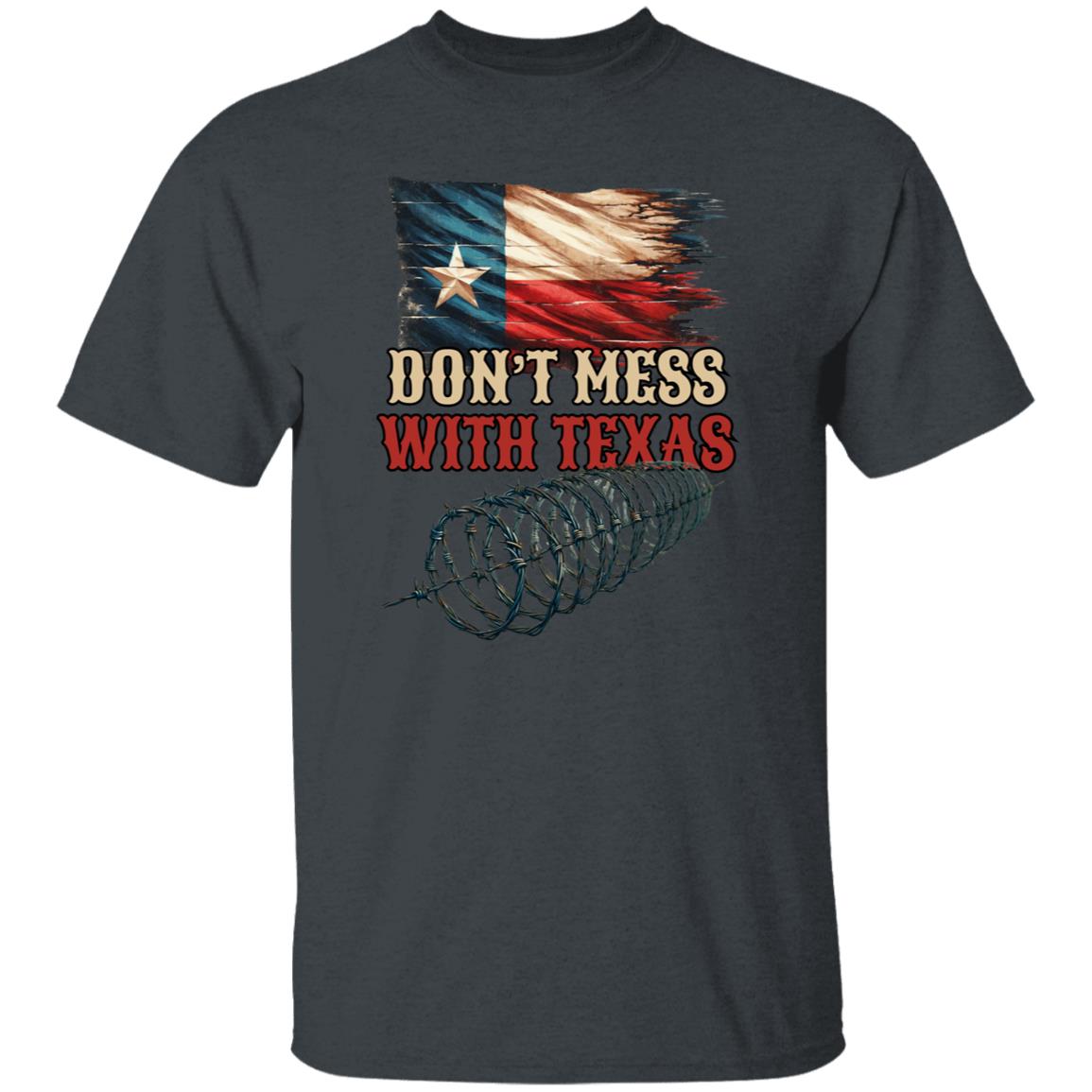 Don't Mess with Texas Unisex Tshirt border truck Texas black Sand Dark Heather-Family-Gift-Planet