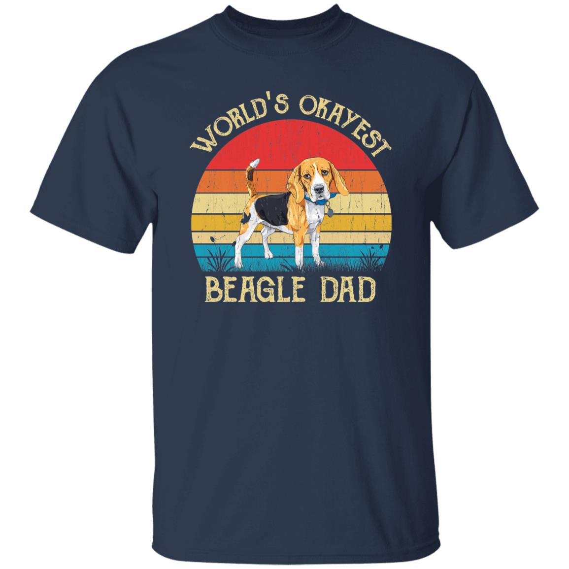 World's Okayest Beagle dad Retro Style Unisex T-shirt Black Navy Dark Heather-Navy-Family-Gift-Planet