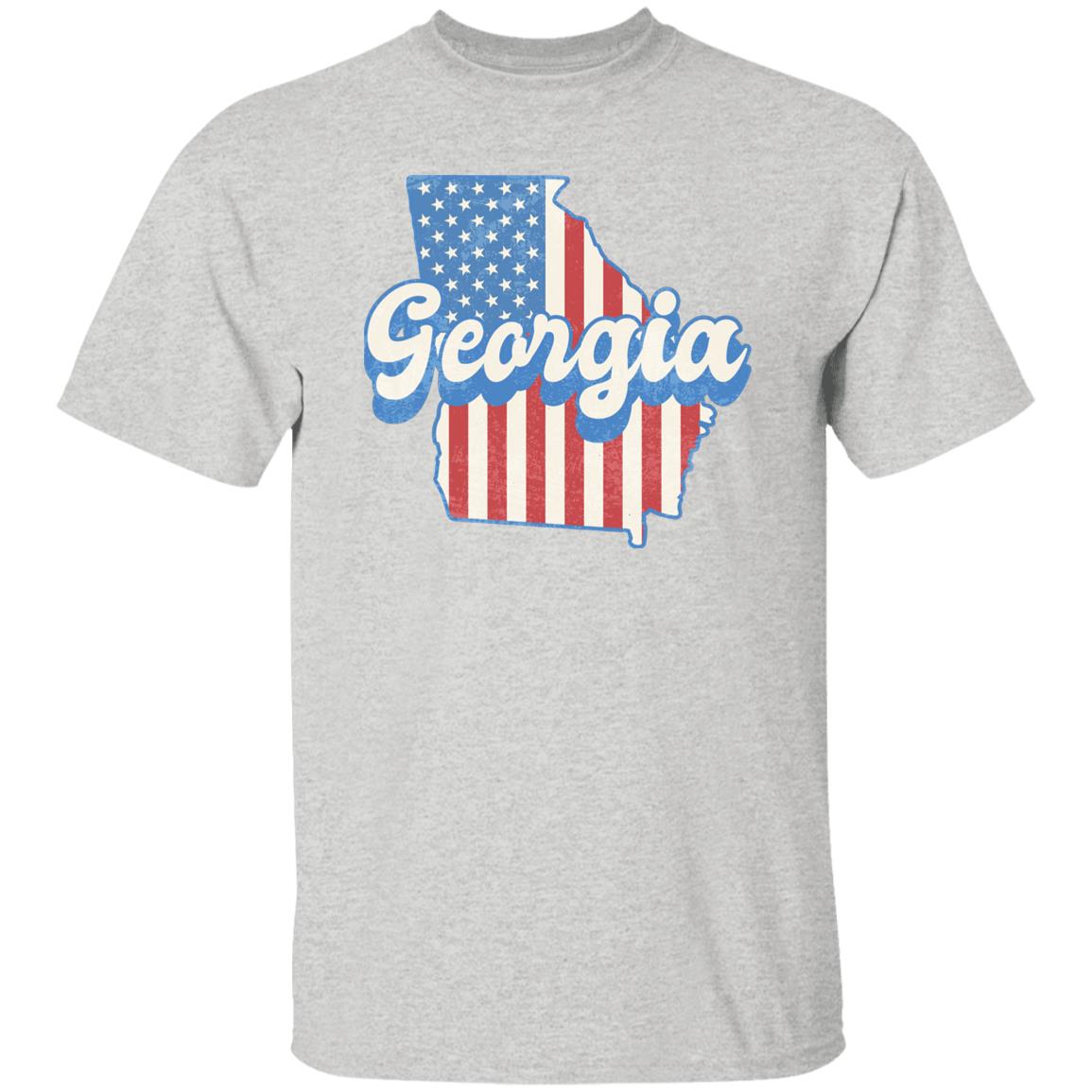 Georgia US flag Unisex T-Shirt American patriotic GA state tee White Ash Blue-Ash-Family-Gift-Planet