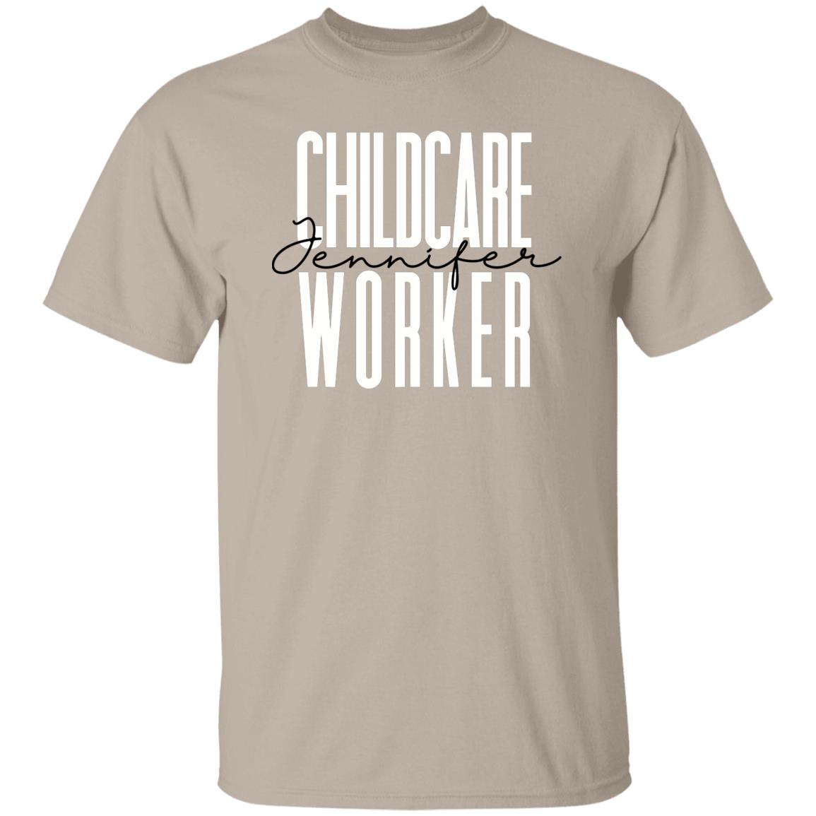 Personalized Childcare Worker Unisex T-shirt Custom name daycare worker Sand Blue Pink-Family-Gift-Planet