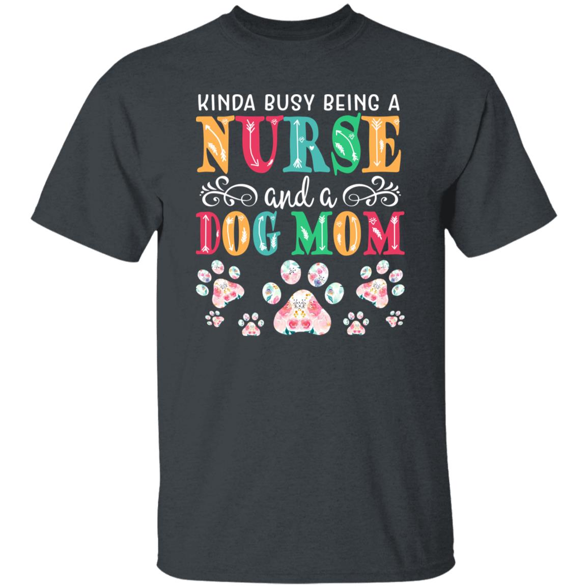 Nurse Dog Mom T-Shirt gift Registered Nurse Dog mom Unisex tee Black Navy Dark Heather-Family-Gift-Planet