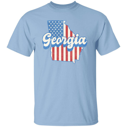 Georgia US flag Unisex T-Shirt American patriotic GA state tee White Ash Blue-Light Blue-Family-Gift-Planet