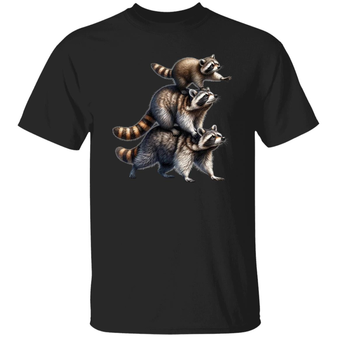 Three Racoons T-Shirt gift Cute racoon lover Unisex tee Black Navy Dark Heather-Family-Gift-Planet