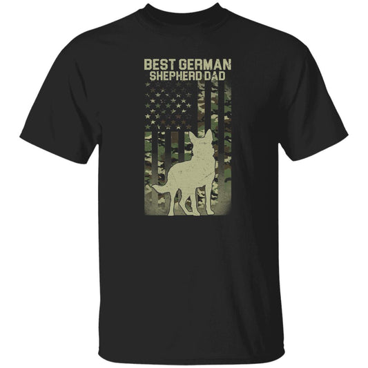 Best German Shepherd Dad T-Shirt gift American Flag Shepherd owner Unisex tee Black Navy Dark Heather-Black-Family-Gift-Planet