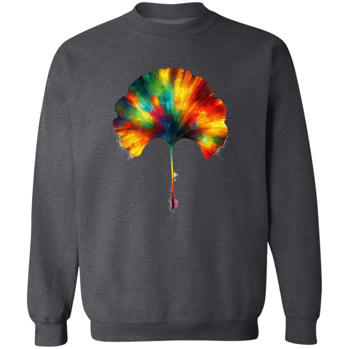 Colorful Ginkgo Leaf Color Splash Unisex Sweatshirt Black Navy Dark Heather-Family-Gift-Planet