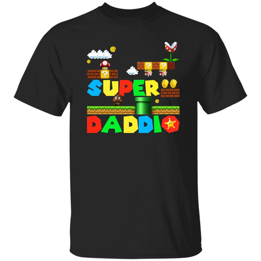 Supper Daddio shirt gift for dad Black Navy Dark Heather-Black-Family-Gift-Planet