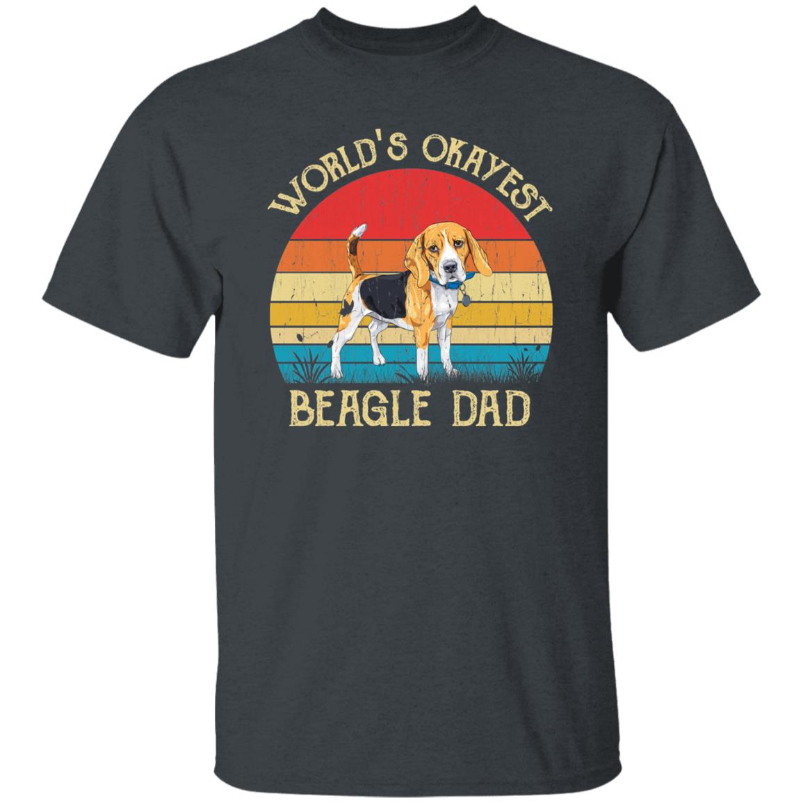 World's Okayest Beagle dad Retro Style Unisex T-shirt Black Navy Dark Heather-Dark Heather-Family-Gift-Planet