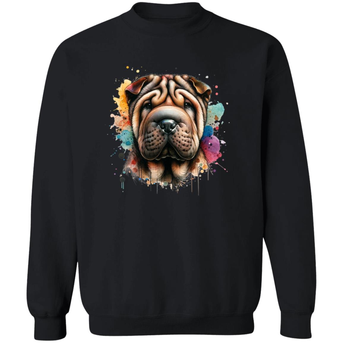 Shar-Pei dog mom Color Splash Unisex Sweatshirt Black Navy Dark Heather-Family-Gift-Planet