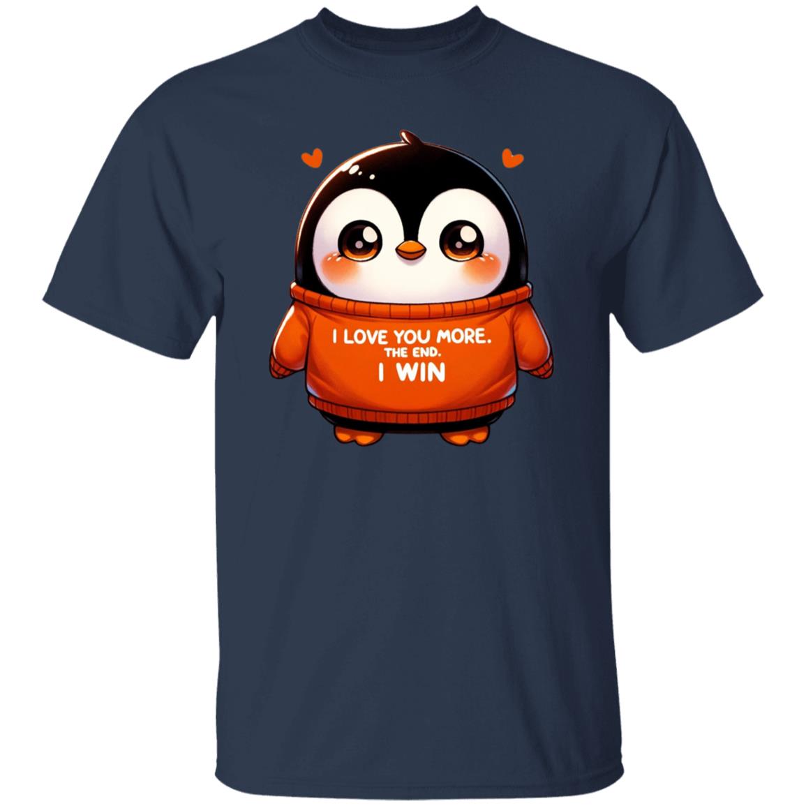 I love you more The end I win Unisex T-shirt cute penguin tee Black Navy Dark Heather-Navy-Family-Gift-Planet