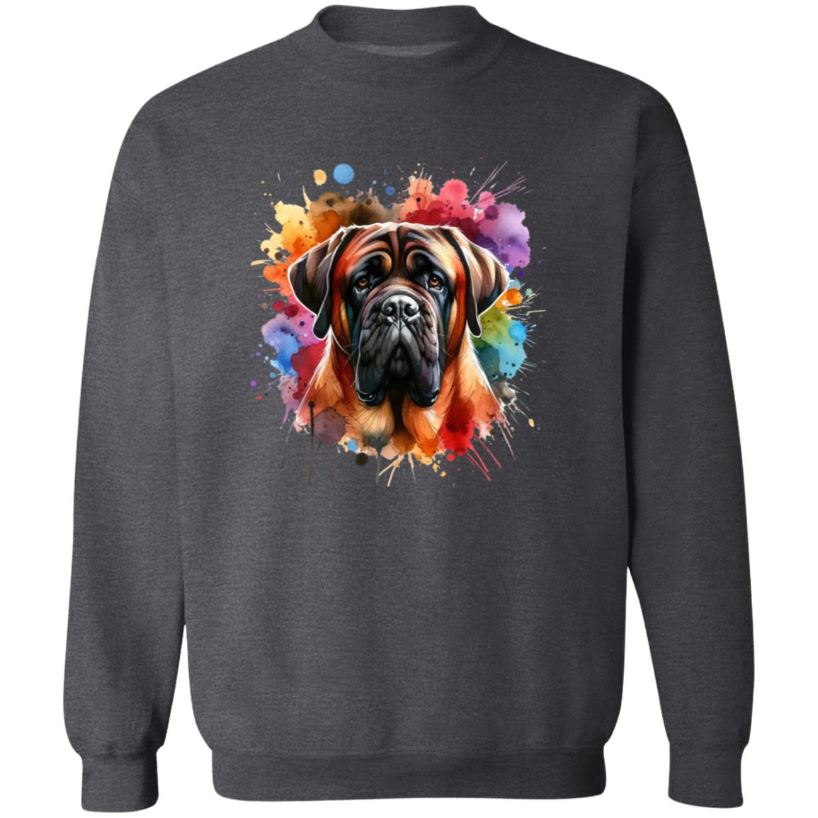 Artistic Mastiff dog Color Splash Unisex Sweatshirt Black Navy Dark Heather-Family-Gift-Planet