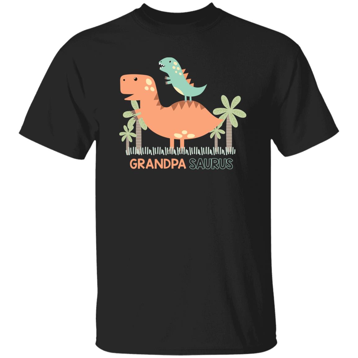 Grandpa Saurus Unisex T-shirt gift grandfather dinosaur tee black dark heather-Black-Family-Gift-Planet