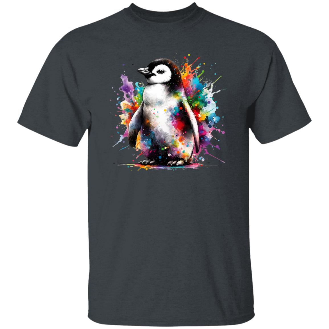 Artistic Penguin Color Splash Unisex T-shirt Black Navy Dark Heather-Family-Gift-Planet