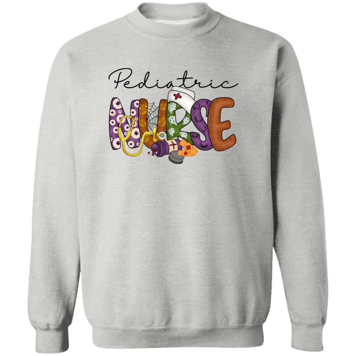 Pediatric nurse Halloween Sweatshirt Crewneck Unisex Sand Ash S-2XL-Ash-Family-Gift-Planet