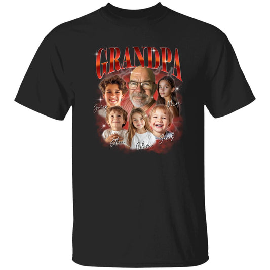 Custom Grandpa T-Shirt gift Personalized Grandfather Your own photos Unisex Tee Black Navy Dark Heather-Black-Family-Gift-Planet