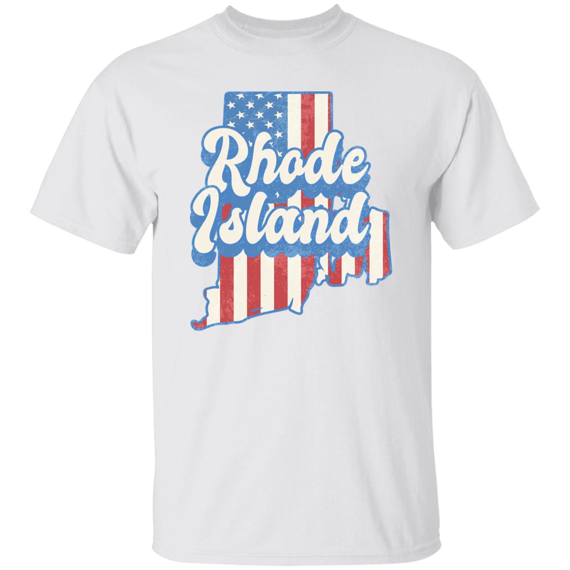 Rhode Island US flag Unisex T-Shirt American patriotic RI state tee White Ash Blue-White-Family-Gift-Planet