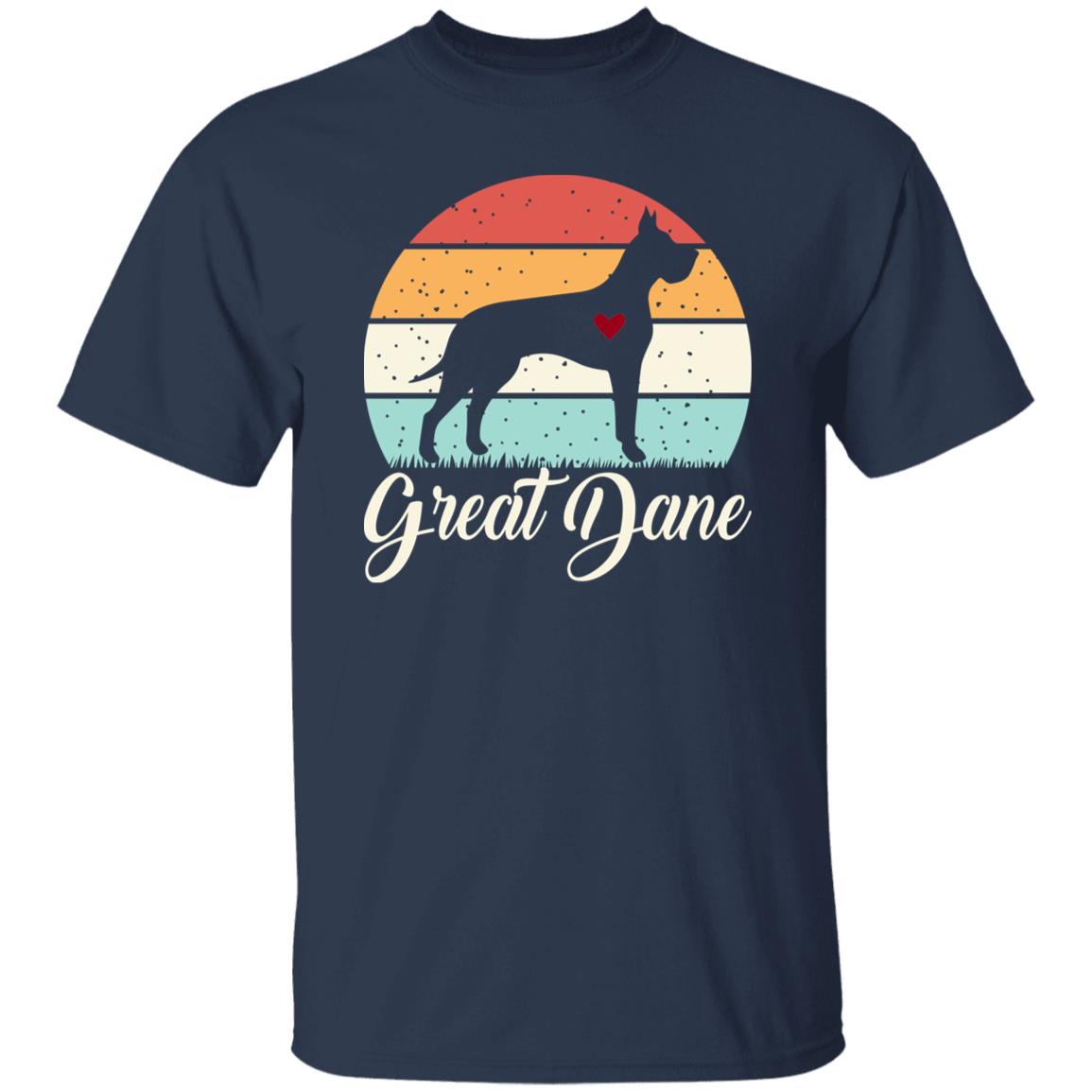 Great Dane T-Shirt gift Retro Great Dane Dog mom Unisex Tee Black Navy Dark Heather-Navy-Family-Gift-Planet