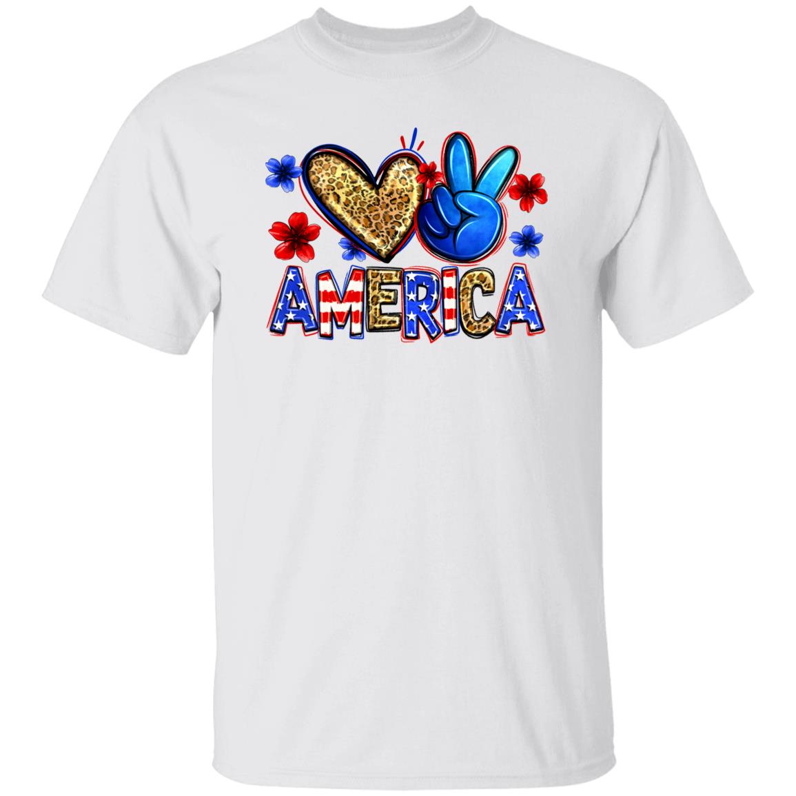 Peace Love America T-shirt gift USA independence July 4 celebration tee-Family-Gift-Planet