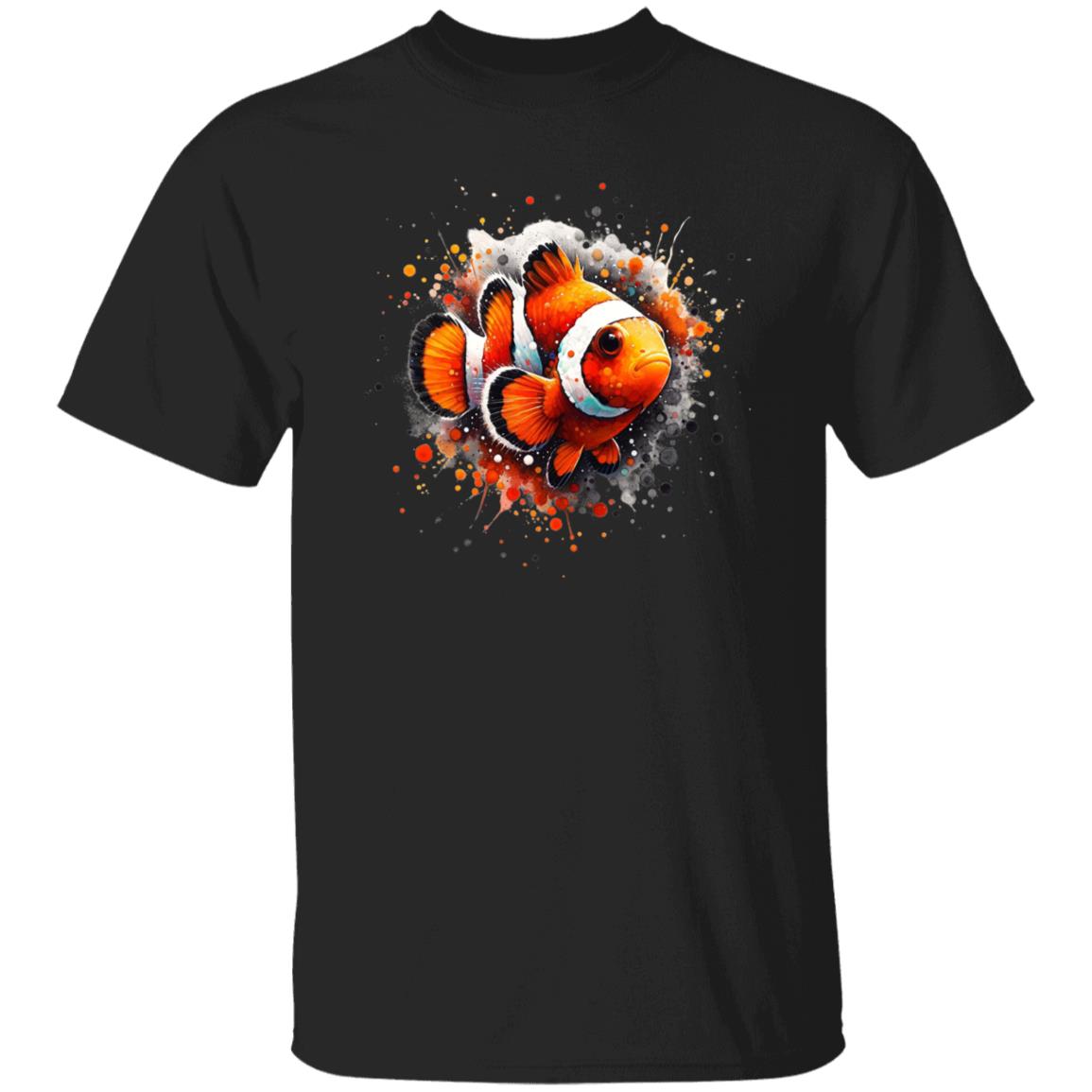 Artistic Clownfish Color Splash Unisex T-shirt Black Navy Dark Heather-Family-Gift-Planet
