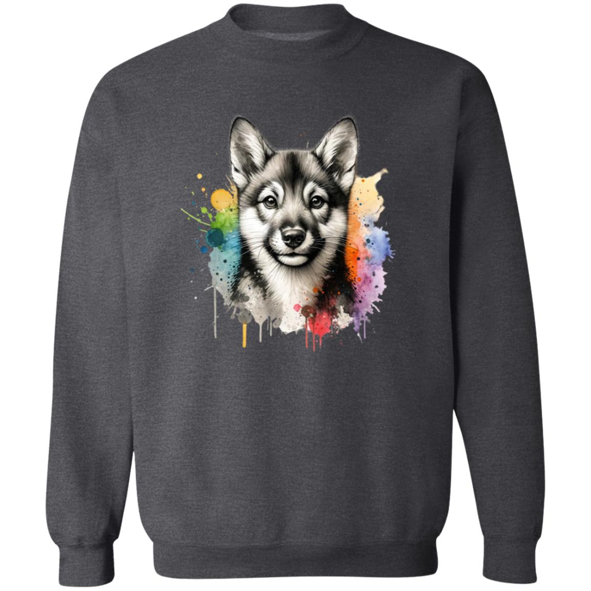 Swedish Vallhund dog mom Color Splash Unisex Sweatshirt Black Navy Dark Heather-Family-Gift-Planet