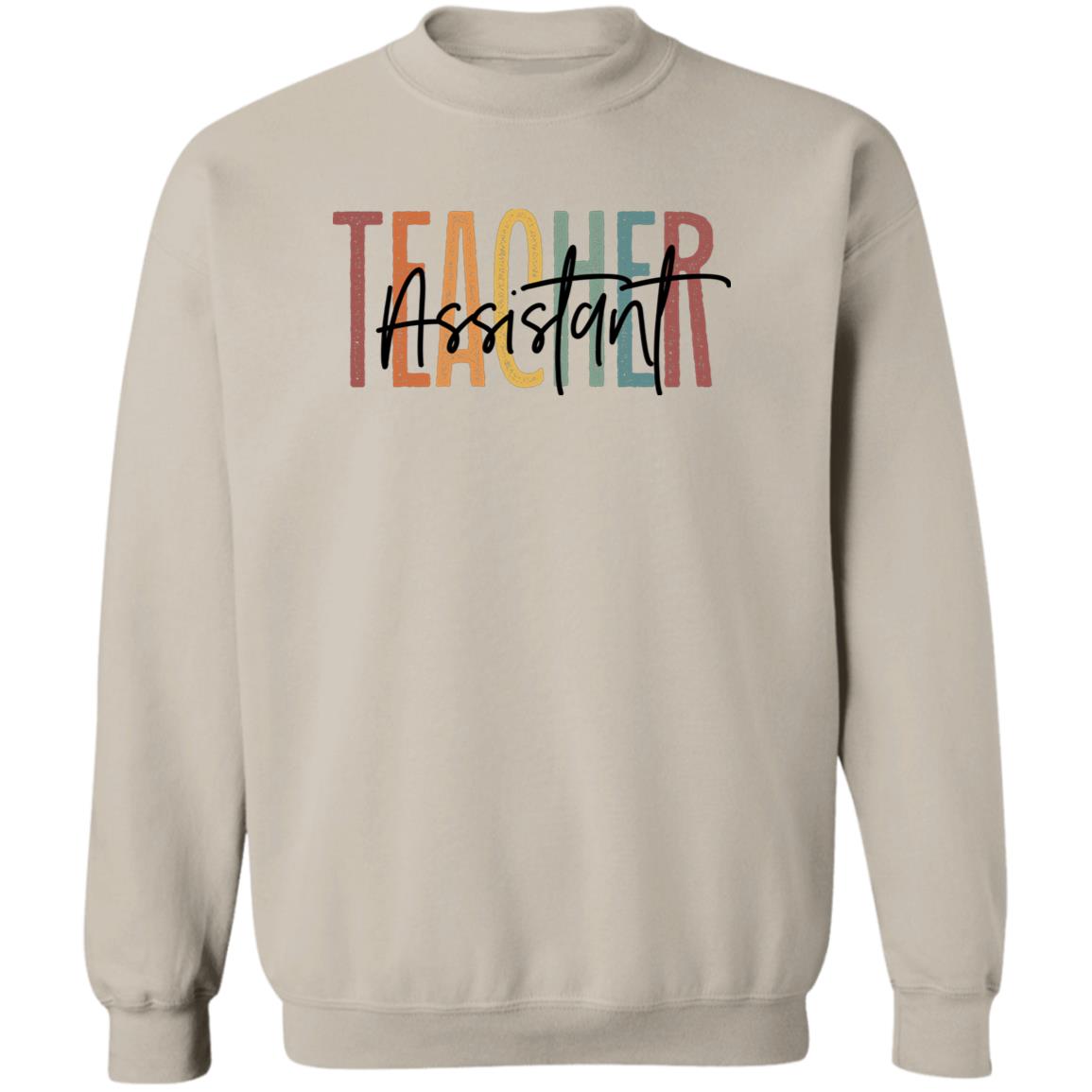 Teacher Assistant Sweatshirt Crewneck Unisex Gildan Sand Ash S-2XL-Sand-Family-Gift-Planet