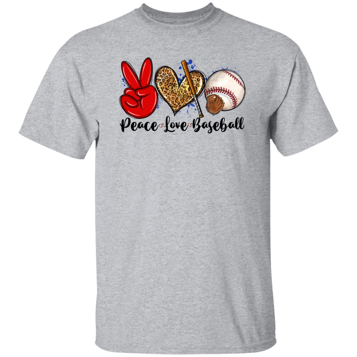 Peace Love Baseball T-shirt gift Baseball player mama leopard heart tee-Family-Gift-Planet