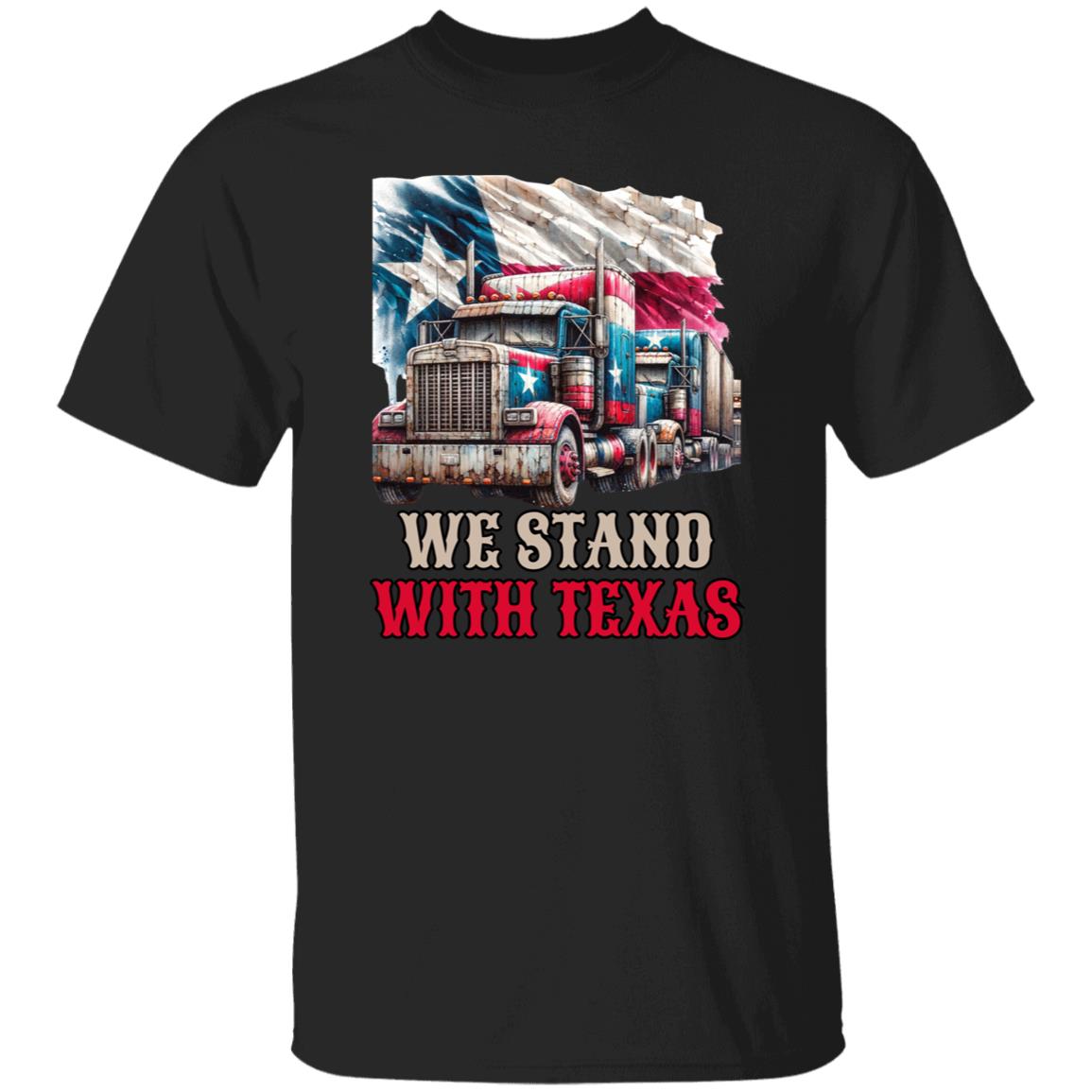 We stand with Texas Unisex Tshirt border truck Texas black-Family-Gift-Planet