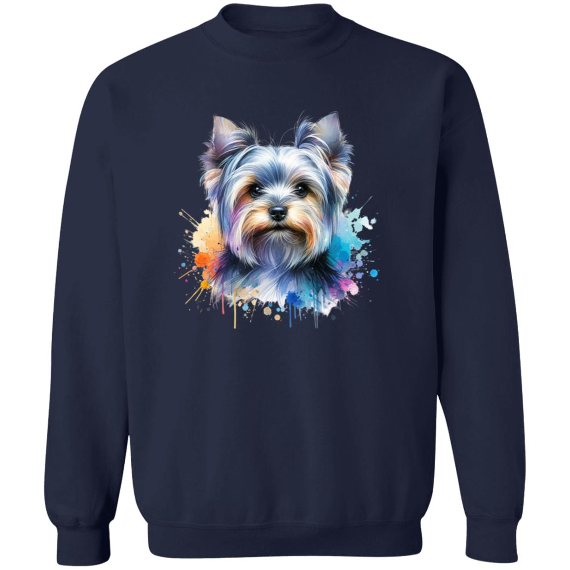 Australian Silky Terrier dog mama Color Splash Unisex Sweatshirt Black Navy Dark Heather-Family-Gift-Planet