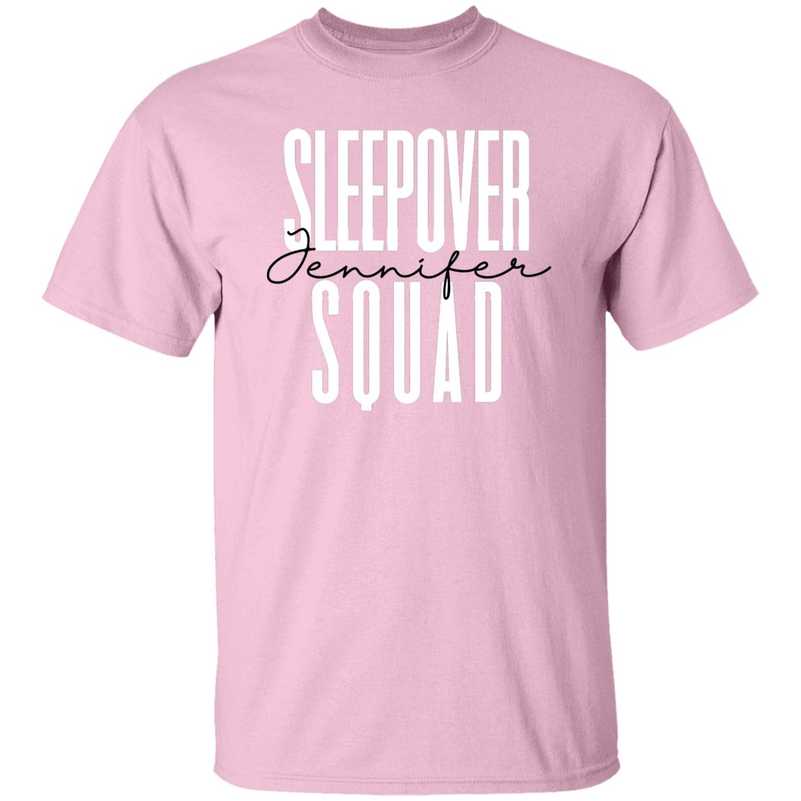 Personalized Sleepover squad T-shirt gift Custom name girls sleeping party Unisex Tee Sand Pink Light Blue-Family-Gift-Planet