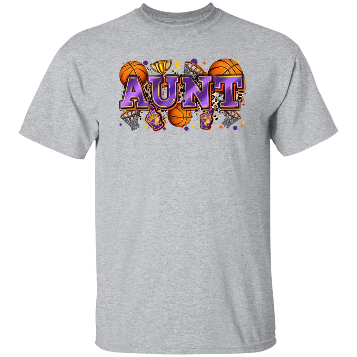 Basketball Aunt T-Shirt Basketball player cheer team auntie Unisex tee Sand White Sport Grey-Family-Gift-Planet