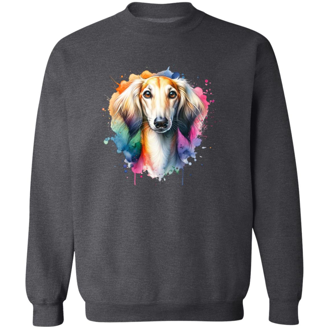 Saluki Dog mom Color Splash Unisex Sweatshirt Black Navy Dark Heather-Family-Gift-Planet