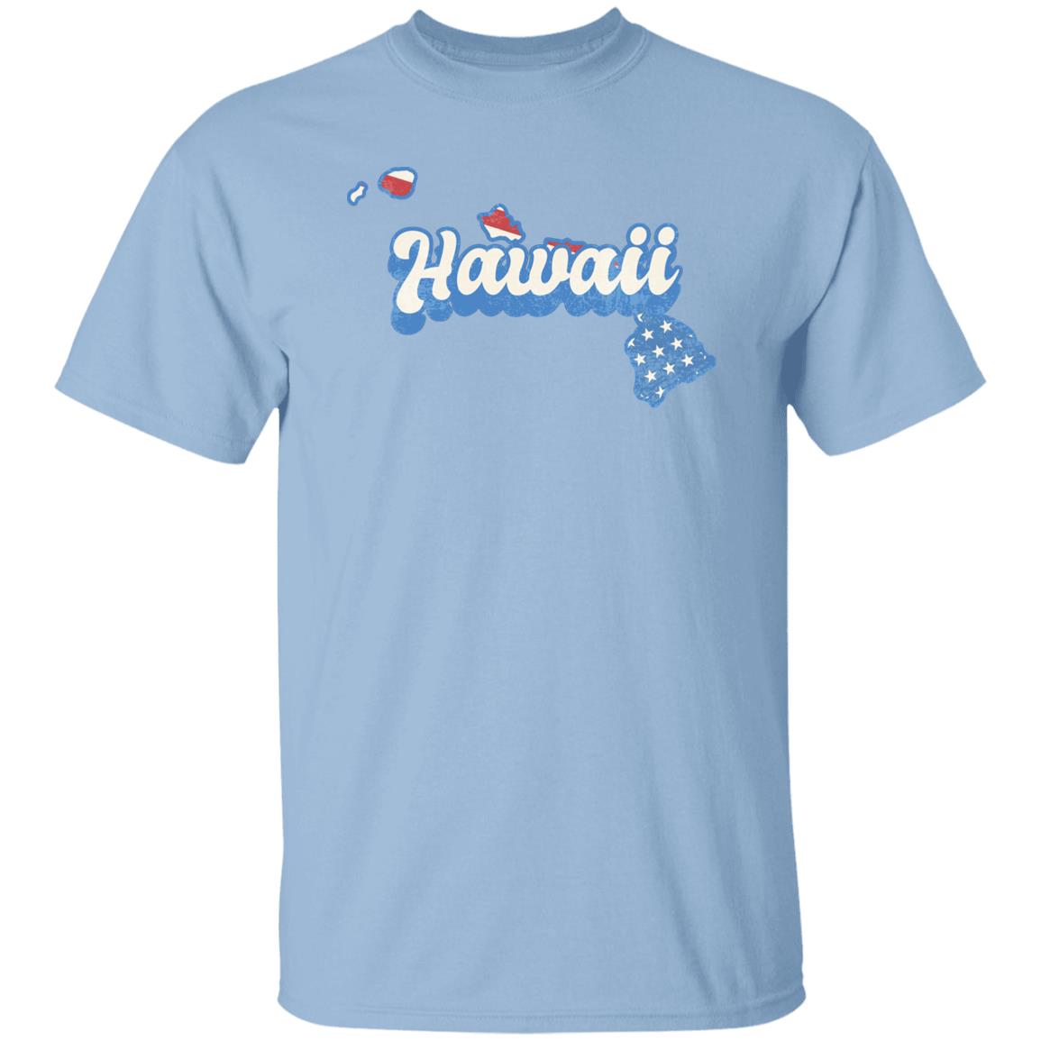 Hawaii US flag Unisex T-Shirt American patriotic HI state tee White Ash Blue-Light Blue-Family-Gift-Planet