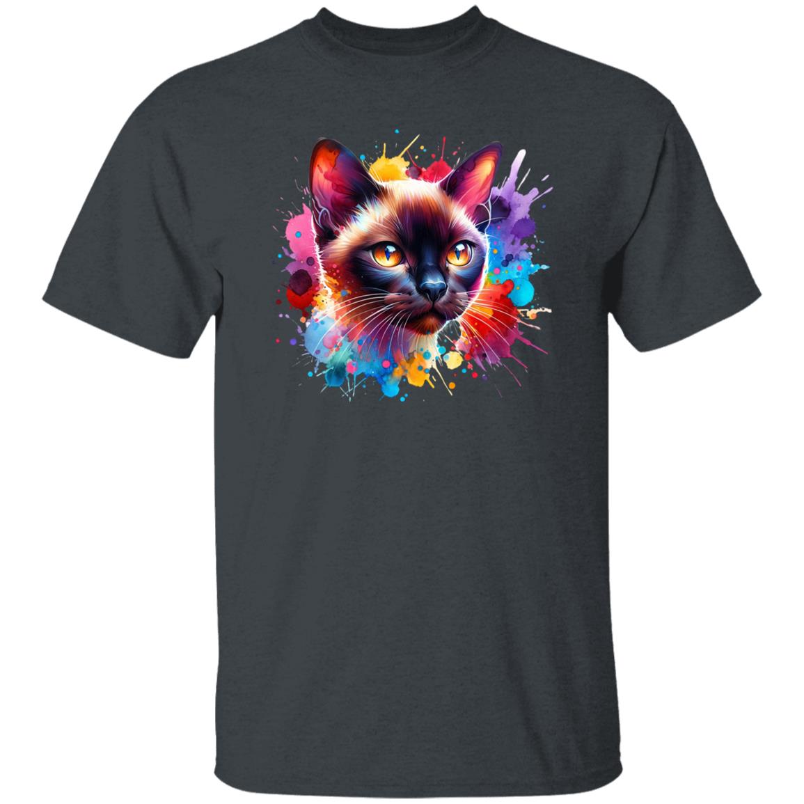 Burmese Cat Color Splash Unisex T-Shirt Black Navy Dark Heather-Family-Gift-Planet