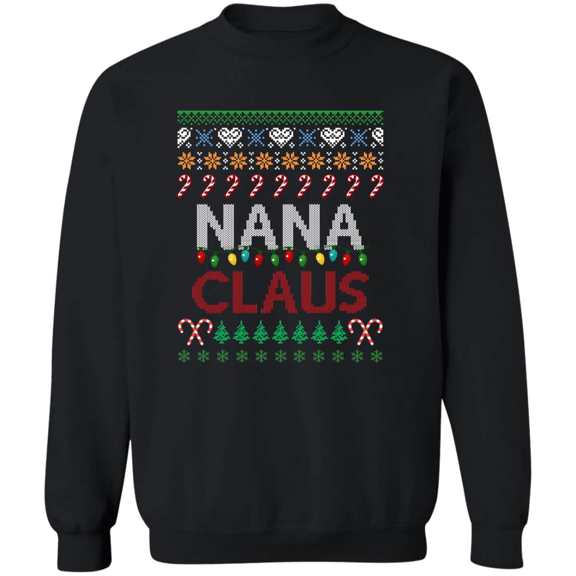 Nana Claus Christmas Unisex Sweatshirt Ugly sweater Black Dark Heather-Family-Gift-Planet