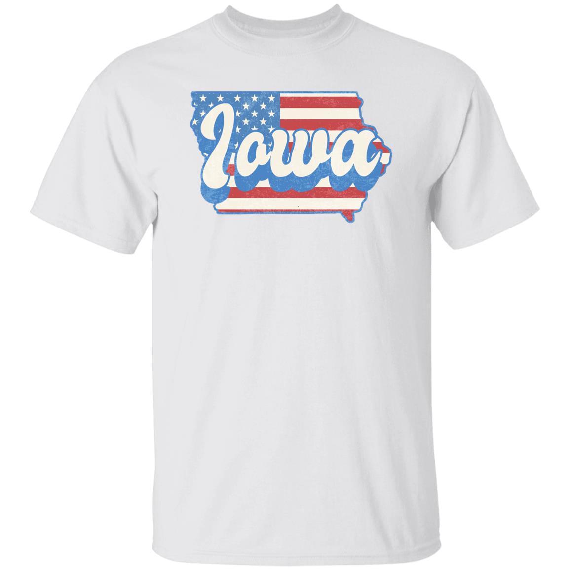 Iowa US flag Unisex T-Shirt American patriotic IA state tee White Ash Blue-White-Family-Gift-Planet