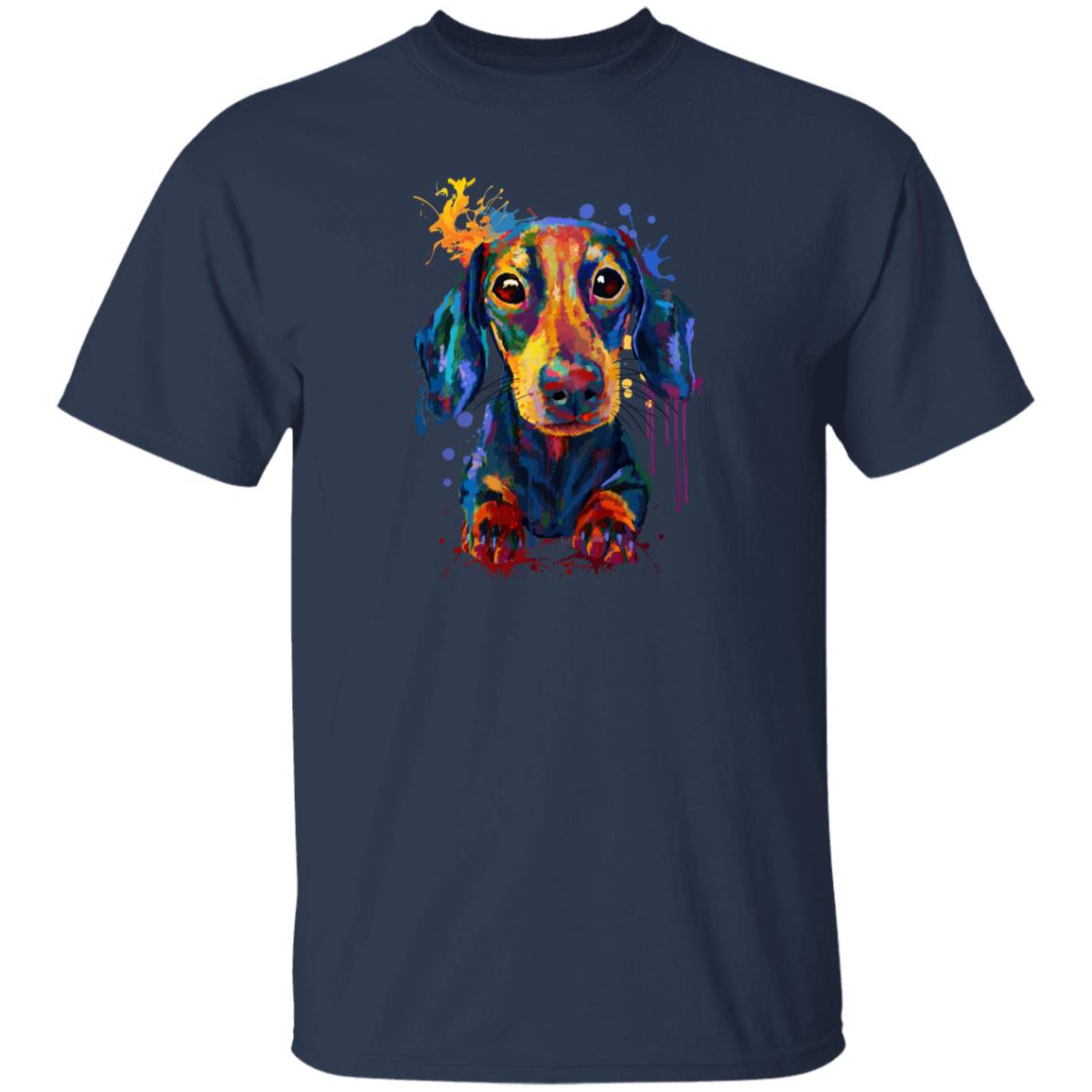 Watercolor Dachshund dog Unisex shirt S-2XL black navy dark heather-Navy-Family-Gift-Planet