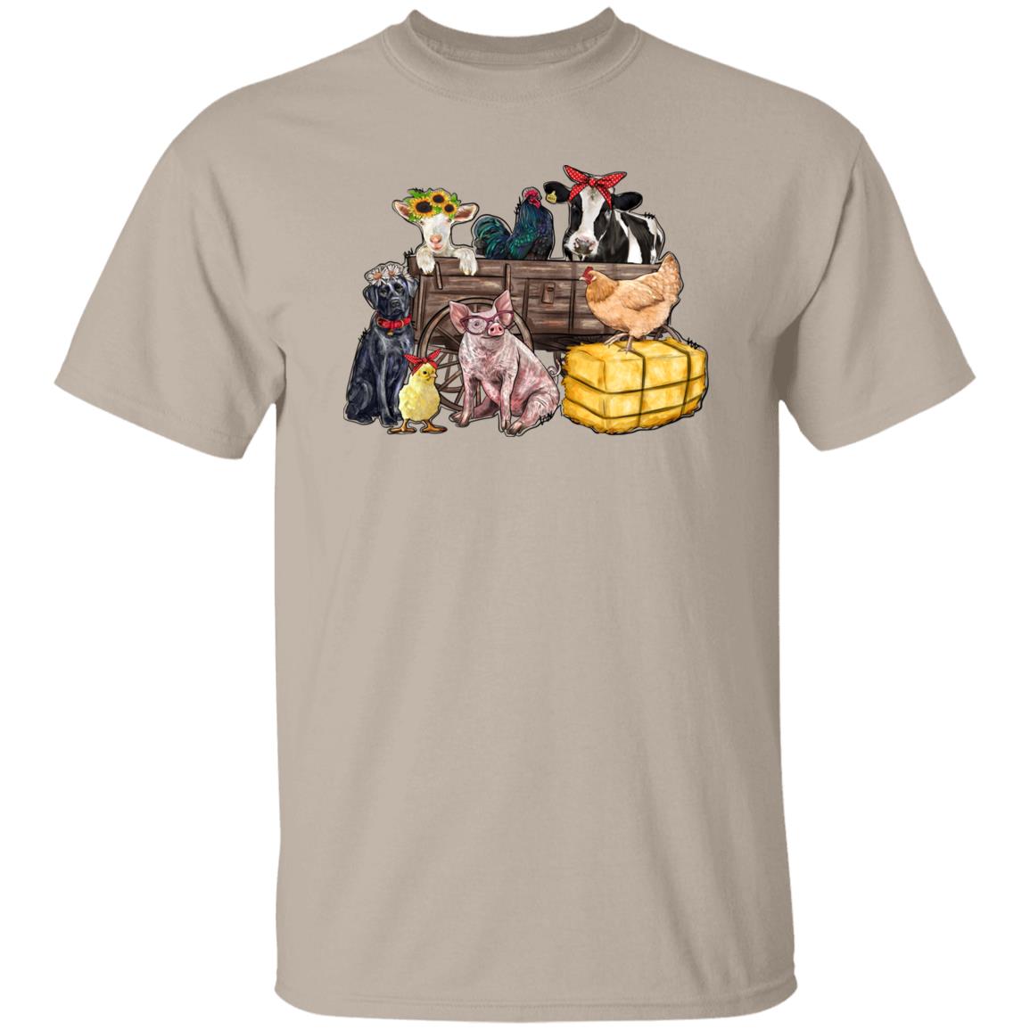 Farm animals wagon T-Shirt gift Dog goat cow pig farm owner Unisex tee Sand White Sport Grey-Family-Gift-Planet