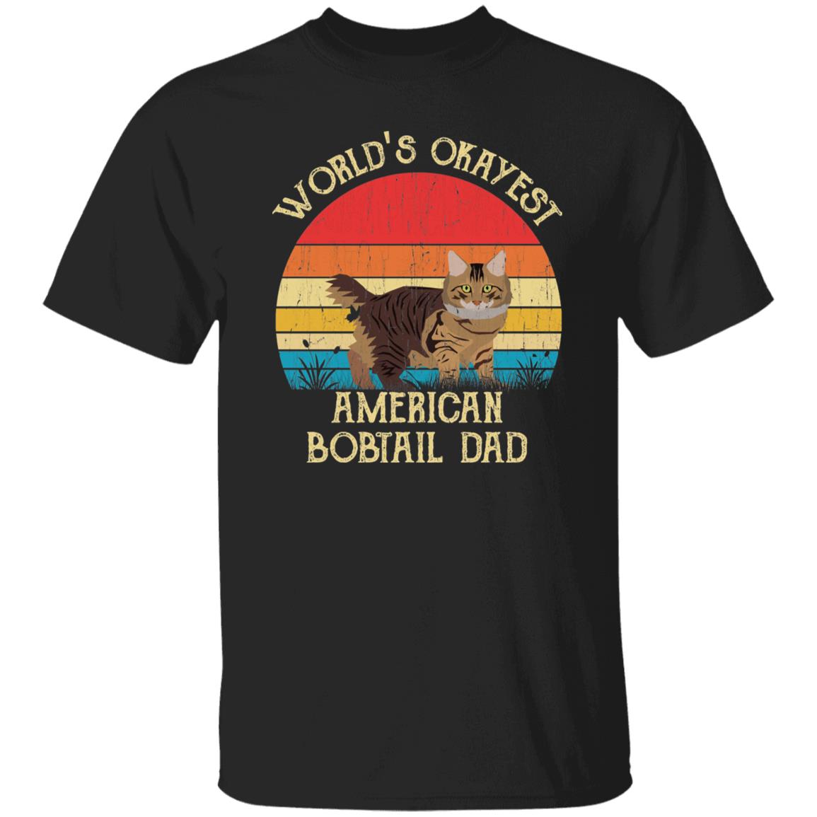 World's Okayest American bobtail dad Retro Style Unisex T-shirt Black Navy Dark Heather-Black-Family-Gift-Planet