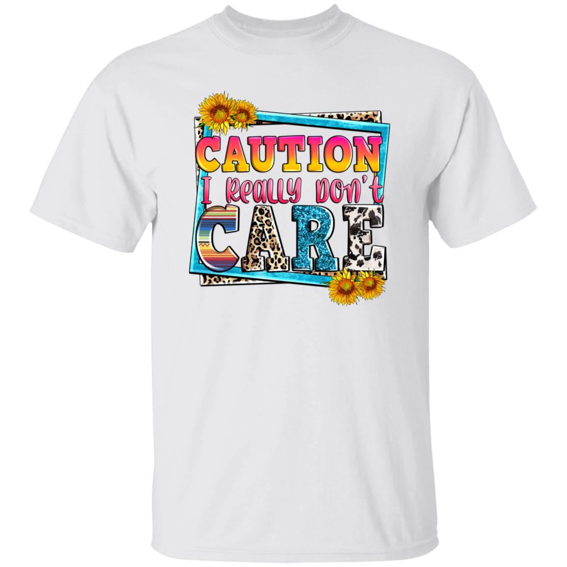 Caution I really dont care T-Shirt Socially awkward Unisex tee White Sand Sport Grey-Family-Gift-Planet