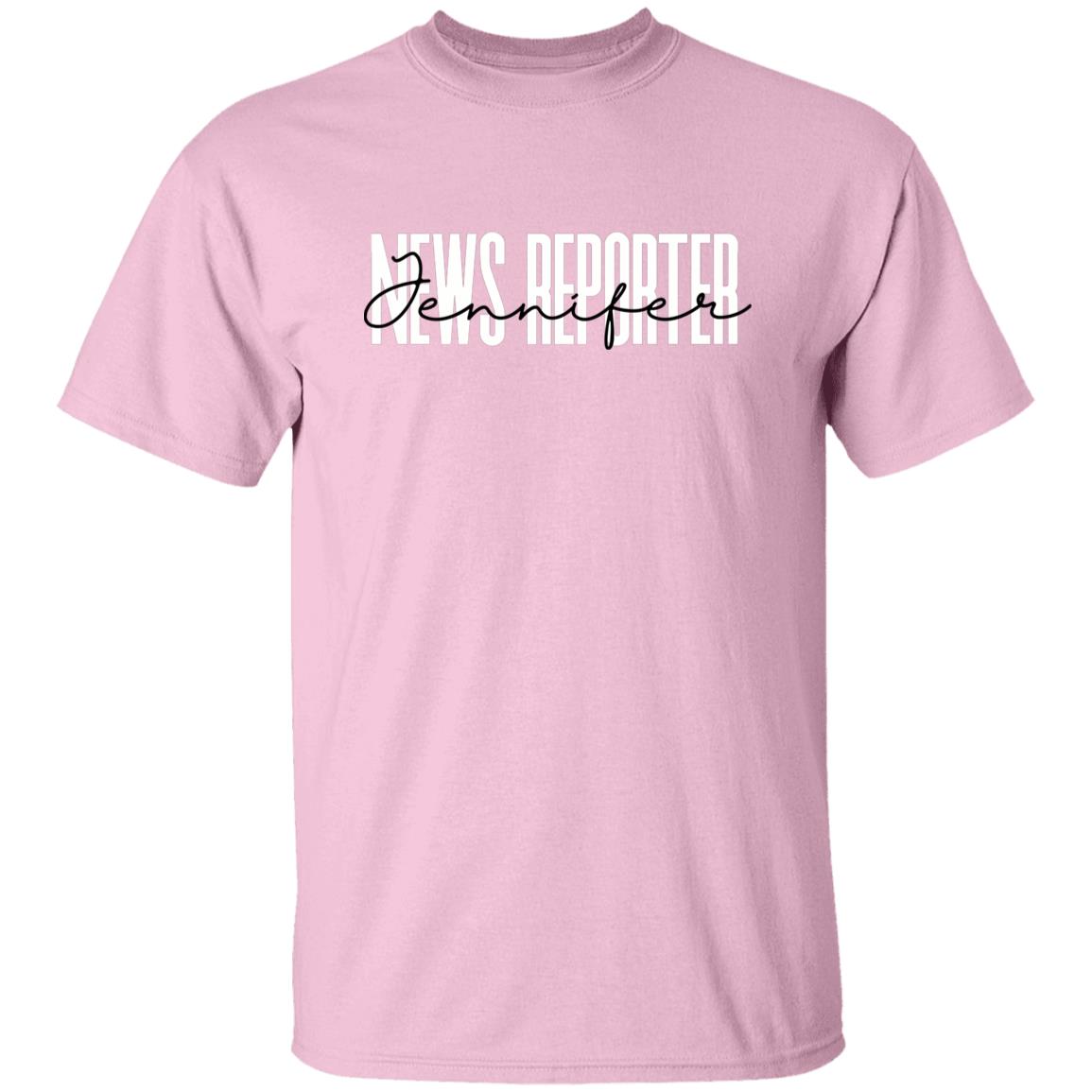 Personalized News Reporter T-Shirt gift Custom name Journalist Unisex Tee Sand Pink Blue-Family-Gift-Planet