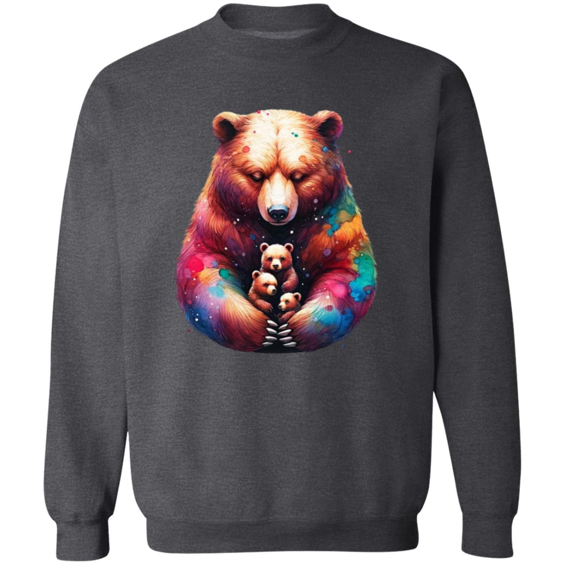 Mama Bear Mom of three Color Splash Unisex Sweatshirt Black Navy Dark Heather-Family-Gift-Planet