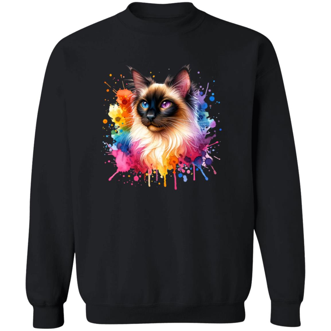 Balinese Cat Color Splash Unisex Sweatshirt Black Navy Dark Heather-Family-Gift-Planet