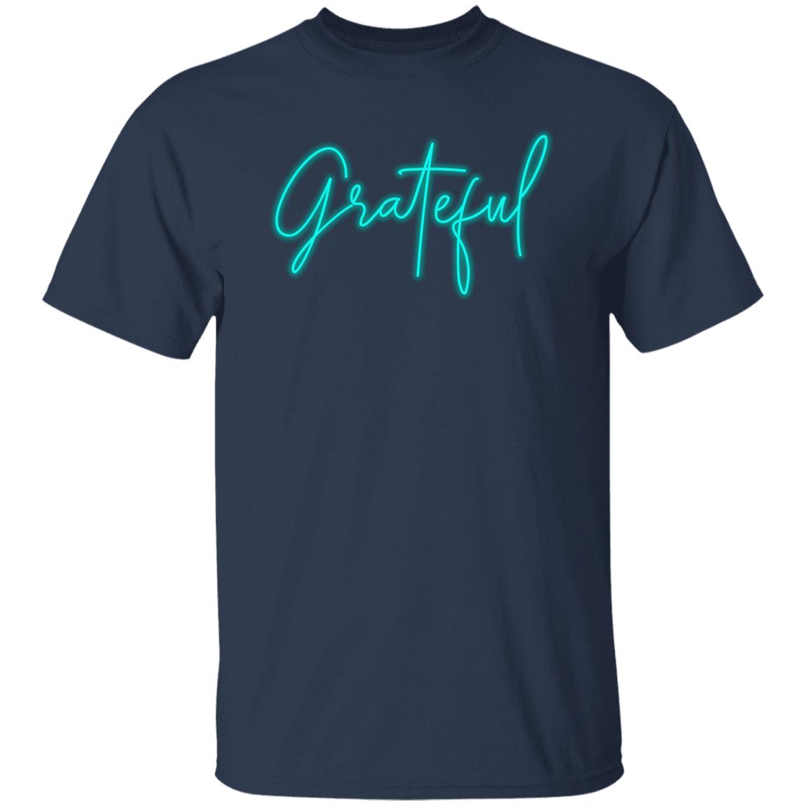 Grateful Unisex Tshirt Thanksgiving faith Blessed and grateful Black Dark Heather Navy-Navy-Family-Gift-Planet