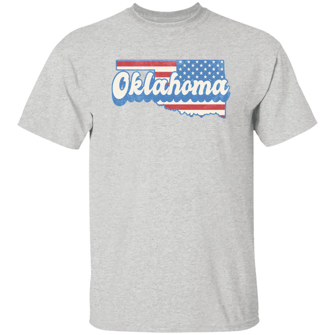 Oklahoma US flag Unisex T-Shirt American patriotic OK state tee White Ash Blue-Ash-Family-Gift-Planet