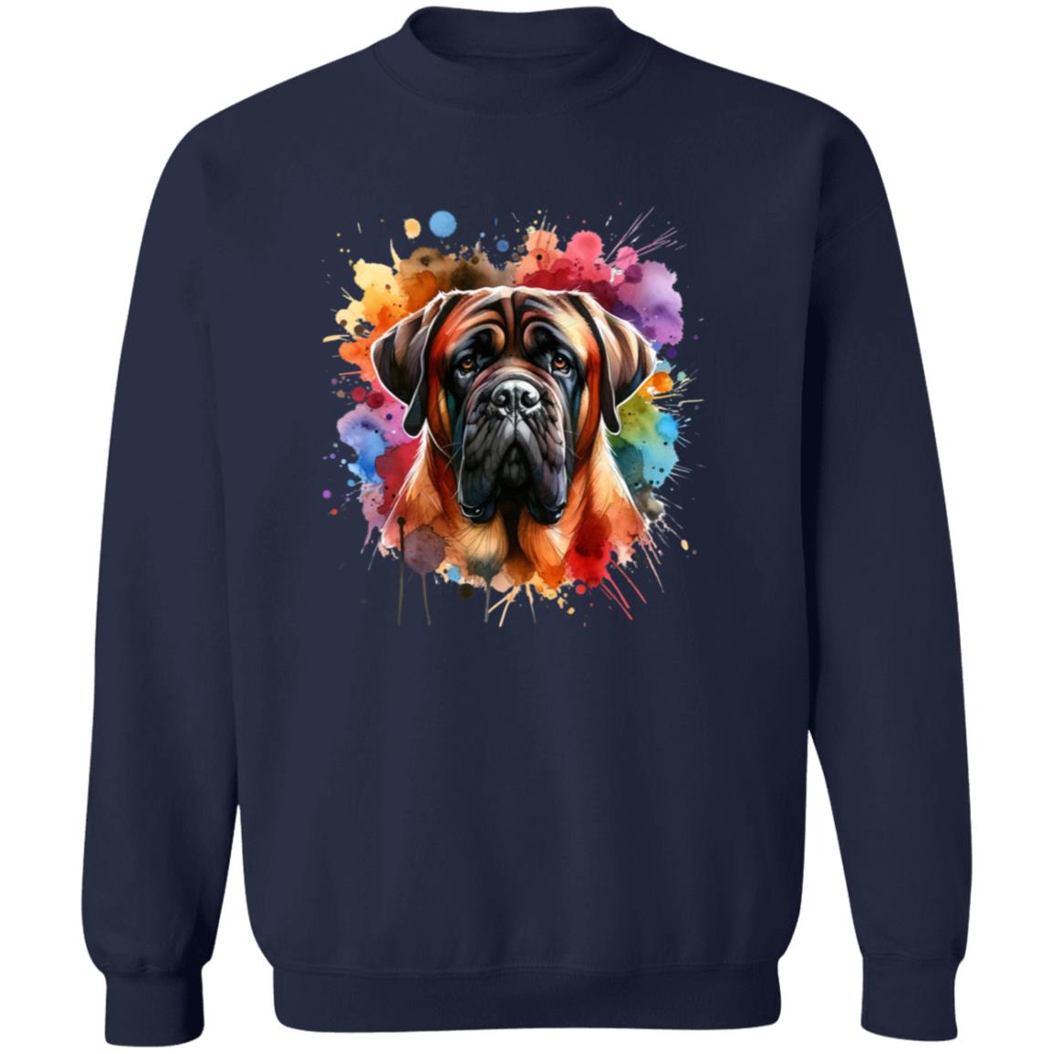 Artistic Mastiff dog Color Splash Unisex Sweatshirt Black Navy Dark Heather-Family-Gift-Planet